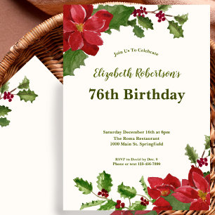 Invitation élégante pour 76 ans avec motifs florau