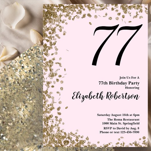 Invitation élégante pour 77e anniversaire avec seq