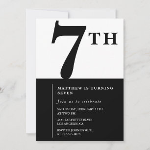 Invitation élégante pour 7 ans Black Chic Moderne