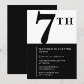 Invitation élégante pour 7ème anniversaire Black C (Devant / Derrière)