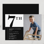 Invitation élégante pour 7ème anniversaire Black C (Devant / Derrière)