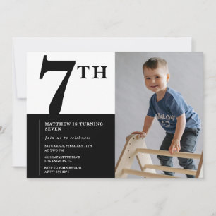 Invitation élégante pour 7ème anniversaire Black C