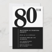 Invitation élégante pour 80e anniversaire Black Ch (Devant)