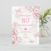 Invitation élégante pour 80e anniversaire papillon (Debout devant)