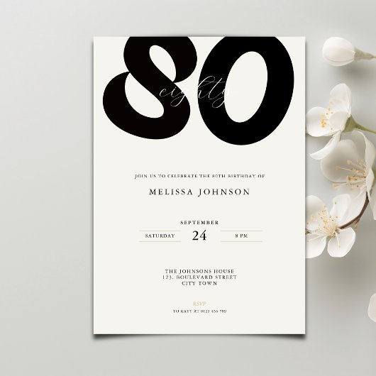 Invitation élégante pour 80e anniversaire - Style