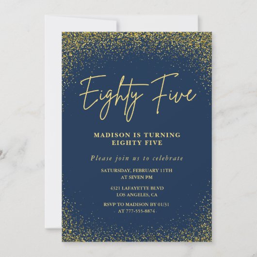 Invitation élégante pour 85e anniversaire Paillett (Devant)
