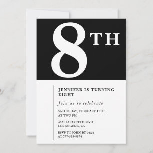 Invitation élégante pour 8ème anniversaire Fille c