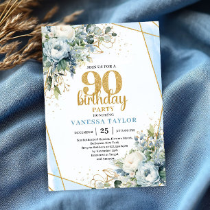 Invitation élégante pour 90e anniversaire avec aqu
