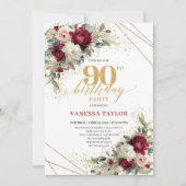 Invitation élégante pour 90e anniversaire avec fle (Devant)