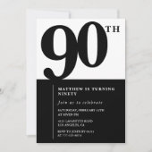 Invitation élégante pour 90e anniversaire Black Ch (Devant)