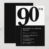 Invitation élégante pour 90e anniversaire Black Ch (Devant / Derrière)