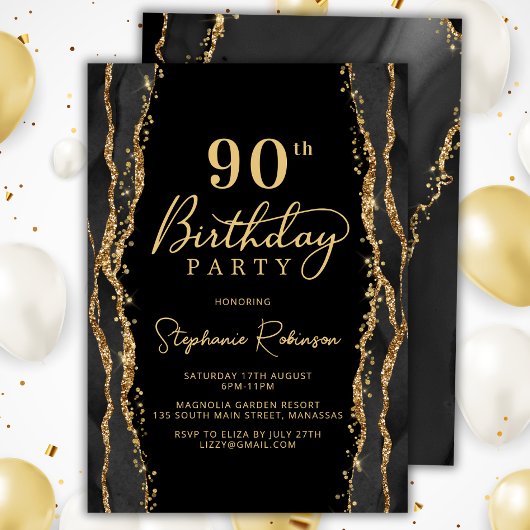 Invitation élégante pour 90e anniversaire en Agate