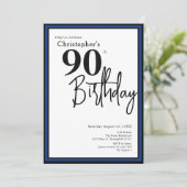 Invitation élégante pour 90e anniversaire noir ble (Debout devant)