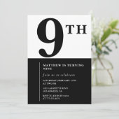 Invitation élégante pour 9 ans Black Chic Moderne (Debout devant)