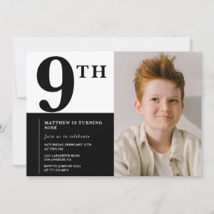 Invitation élégante pour 9ème anniversaire Black C