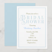 Invitation élégante pour Baby Blue Powder Shower d (Devant / Derrière)
