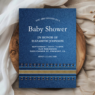 Invitation Élégante pour Baby Shower avec Jean à F