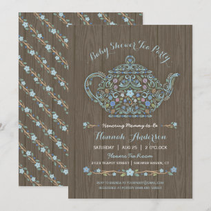 Invitation élégante pour Baby Shower garçon Thèièr