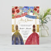 Invitation élégante pour jumelles Quinceañera Flor (Debout devant)