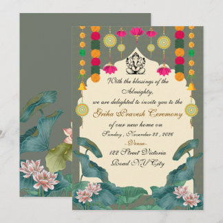 Invitation élégante pour la cérémonie Griha Praves