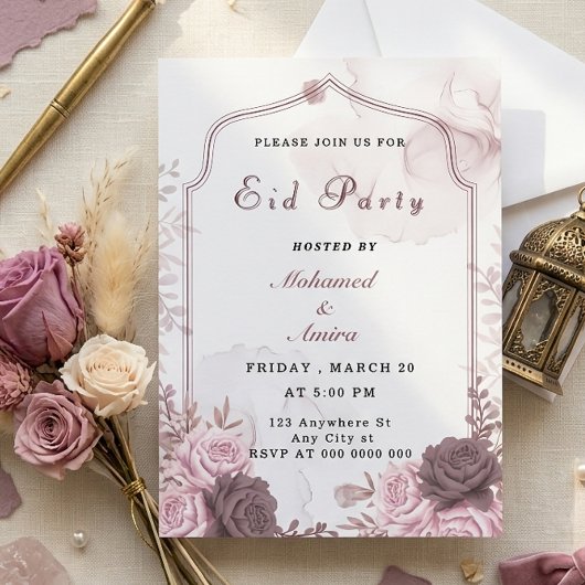 Invitation élégante pour la fête de l'Aïd avec des