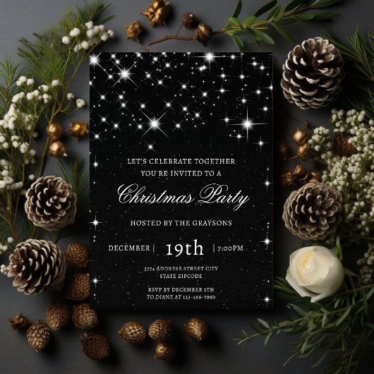Invitation élégante pour la fête de Noël avec étin