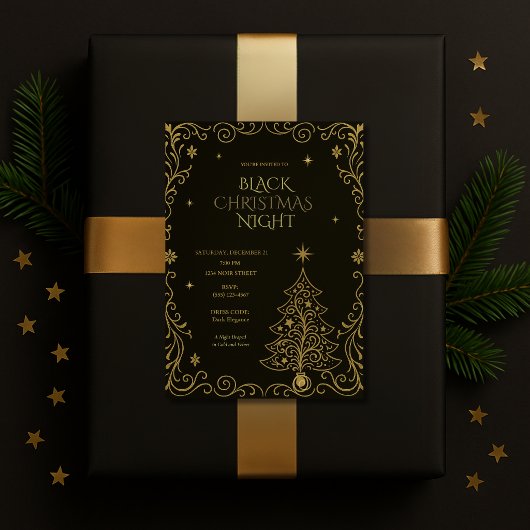 Invitation élégante pour la soirée de Noël noir
