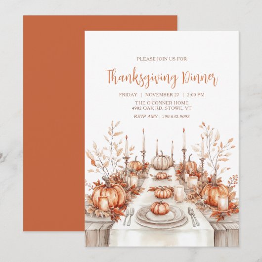 Invitation élégante pour la table de dîner de Than (Devant / Derrière)