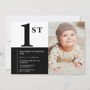 Invitation élégante pour le 1er anniversaire Photo