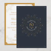 Invitation élégante pour le 50e anniversaire de ma (Devant / Derrière)