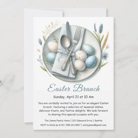 Invitation élégante pour le brunch de Pâques (Devant)