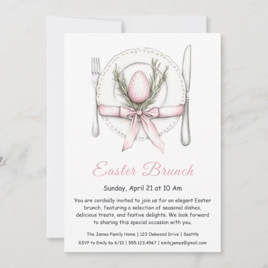 Invitation élégante pour le brunch de Pâques (Devant)