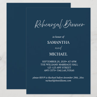 Invitation élégante pour le dîner de répétition de