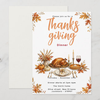 Invitation élégante pour le dîner de Thanksgiving