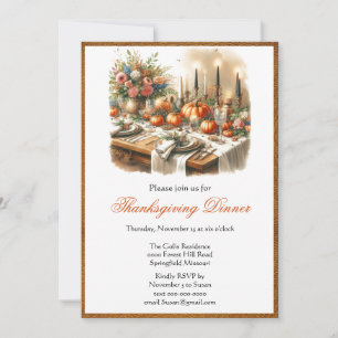 Invitation élégante pour le dîner de Thanksgiving