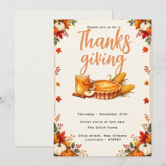 Invitation élégante pour le dîner de Thanksgiving