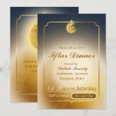 Invitation élégante pour le dîner d'Iftar bleu fon (Devant / Derrière)