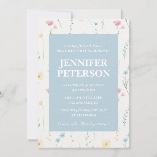 Invitation élégante pour les 100 ans Floral Boho C (Devant)