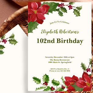 Invitation élégante pour les 102 ans avec motifs f