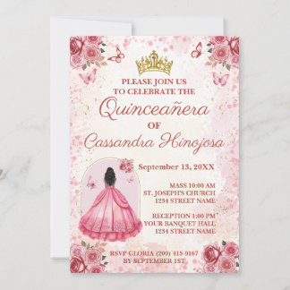 Invitation Élégante pour les 15 Ans de Quinceañera