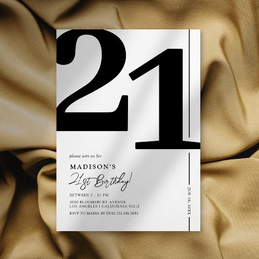 Invitation élégante pour les 21 ans
