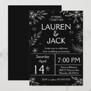 Invitation élégante pour les 25 ans d'anniversaire