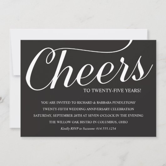 Invitation élégante pour les 25 ans de mariage (Devant)