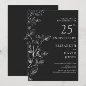Invitation élégante pour les 25 ans de mariage en (Devant / Derrière)