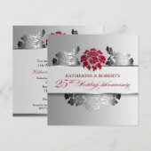 Invitation élégante pour les 25 ans de mariage en  (Devant / Derrière)