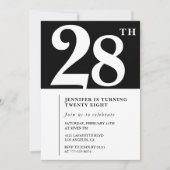 Invitation élégante pour les 28 ans d'une fille Ch (Devant)
