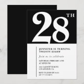 Invitation élégante pour les 28 ans d'une fille Ch (Devant / Derrière)