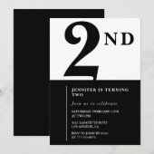Invitation élégante pour les 2 ans d'une fille chi (Devant / Derrière)