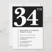Invitation élégante pour les 34 ans Chic Simple (Devant)