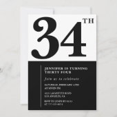 Invitation élégante pour les 34 ans d'une fille No (Devant)